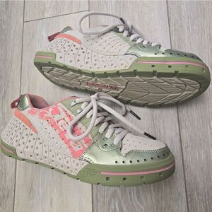 Teva Gnarkosi Water Shoes Pink Green Cream Wakeskating Drainage Grip Size 9
